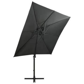 Cantilever Umbrella with Pole and LED Lights Anthracite 250 cm