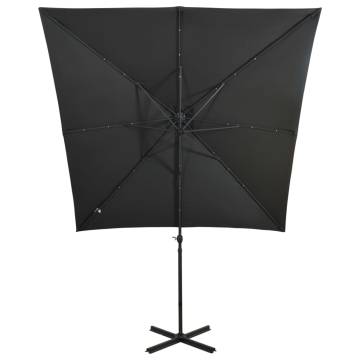 Cantilever Umbrella with Pole and LED Lights Anthracite 250 cm