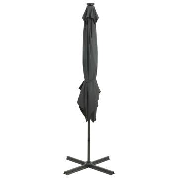 Cantilever Umbrella with Pole and LED Lights Anthracite 250 cm