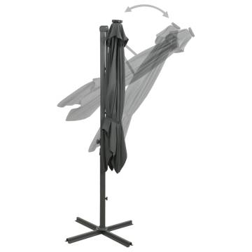 Cantilever Umbrella with Pole and LED Lights Anthracite 250 cm