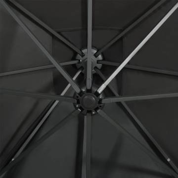 Cantilever Umbrella with Pole and LED Lights Anthracite 250 cm