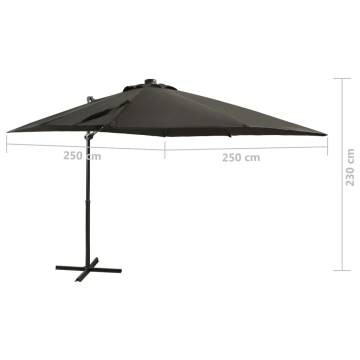 Cantilever Umbrella with Pole and LED Lights Anthracite 250 cm