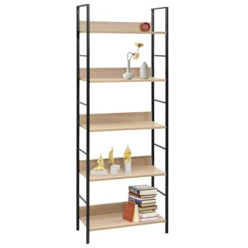 5-Layer Book Shelf Oak 60x27.6x158.5 cm Engineered Wood