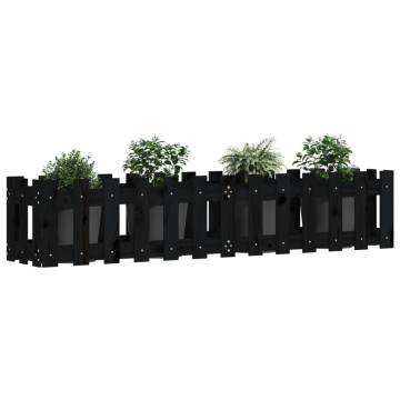 Garden Raised Bed with Fence Design Black 150x30x30 cm Solid Wood Pine