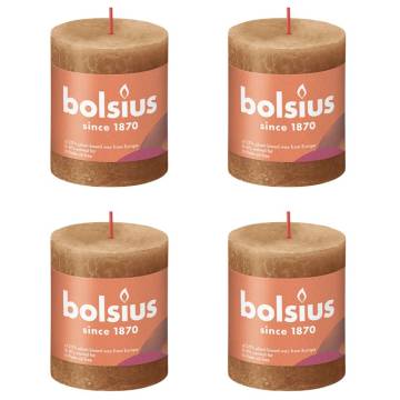 Bolsius Rustic Pillar Candles Shine 4 pcs 80x68 mm Spice Brown