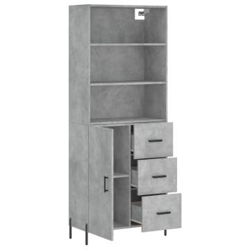 Highboard Concrete Grey 69.5x34x180 cm Engineered Wood