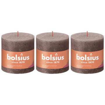 Bolsius Rustic Pillar Candles Shine 3 pcs 100x100 mm Rustic Taupe