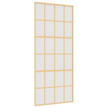 Sliding Door Gold 90x205 cm Frosted ESG Glass and Aluminium