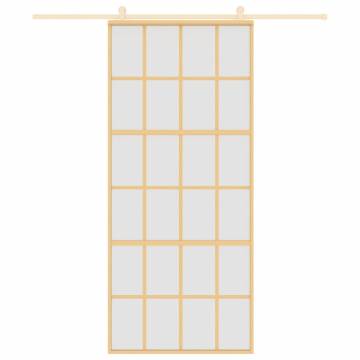 Sliding Door Gold 90x205 cm Frosted ESG Glass and Aluminium