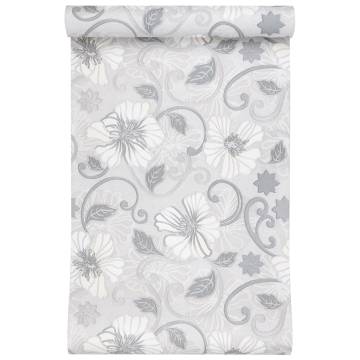 Wallpaper 3D Flower Pattern Grey