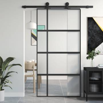 Sliding Door Black 102.5x205 cm Tempered Glass and Aluminium