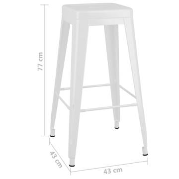 Bar Stools Stackable 2 pcs White Metal