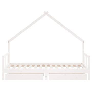 Kids Bed Frame with Drawers White 90x190 cm Solid Wood Pine