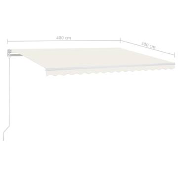 Manual Retractable Awning with LED 400x300 cm Cream