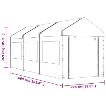 Gazebo with Roof White 6.69x2.28x2.69 m Polyethylene