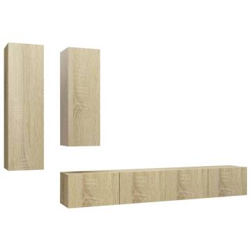 4 Piece TV Cabinet Set Sonoma Oak Engineered Wood