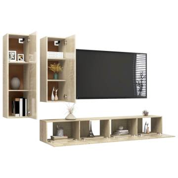 4 Piece TV Cabinet Set Sonoma Oak Engineered Wood