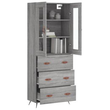 Highboard Grey Sonoma 69.5x34x180 cm Engineered Wood