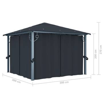 Gazebo with Curtain 300x300 cm Anthracite Aluminium