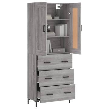 Highboard Grey Sonoma 69.5x34x180 cm Engineered Wood