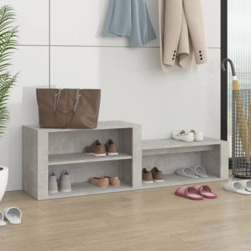 Shoe Cabinet Concrete Grey 150x35x45 cm Engineered Wood