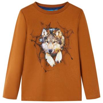 Kids' T-shirt with Long Sleeves Cognac 116