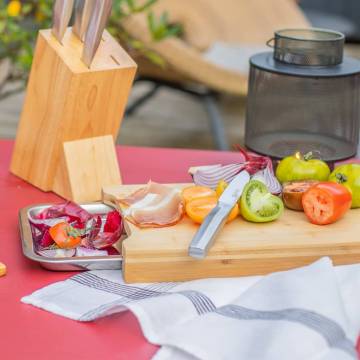 Livoo Cutting Board with Drawer Storage Wood Beige