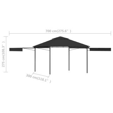 Gazebo with Double Extending Roofs 3x3x2.75 m Anthracite 180g/m²