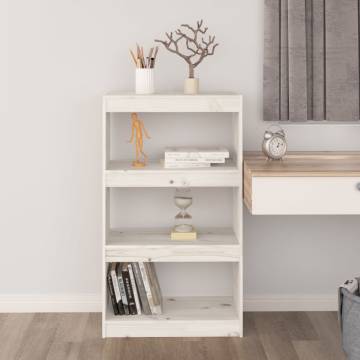 Book Cabinet/Room Divider White 60x30x103.5 cm Solid Wood Pine