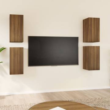 TV Cabinets 4 pcs Brown Oak 30.5x30x60 cm Engineered Wood