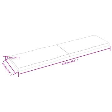 Table Top 220x60x(2-6) cm Untreated Solid Wood Live Edge