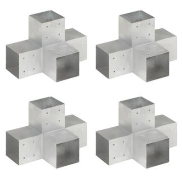 Post Connectors 4 pcs X Shape Galvanised Metal 101x101 mm