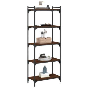 Bookcase 5-Tier Brown Oak 60x30x154 cm Engineered Wood