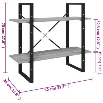 2-Tier Book Cabinet Grey Sonoma 80x30x70 cm Engineered Wood