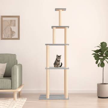 Cat Tree with Sisal Scratching Posts Light Grey 183 cm