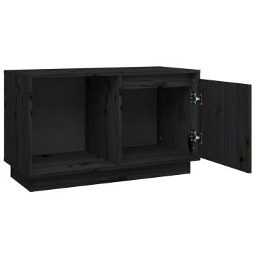 TV Cabinet Black 74x35x44 cm Solid Wood Pine