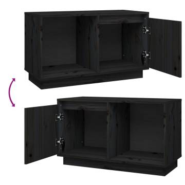 TV Cabinet Black 74x35x44 cm Solid Wood Pine