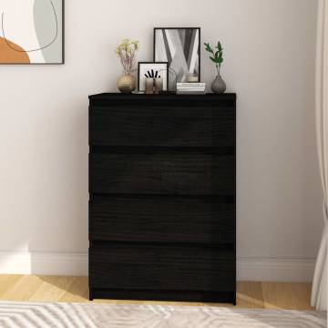 Side Cabinet Black 60x36x84 cm Solid Pinewood