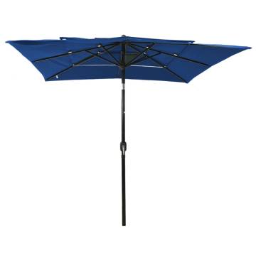 3-Tier Parasol with Aluminium Pole Azure Blue 2.5x2.5 m