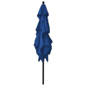 3-Tier Parasol with Aluminium Pole Azure Blue 2.5x2.5 m