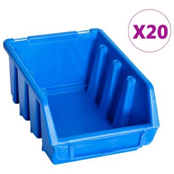 Stacking Storage Bins 20 pcs Blue Plastic