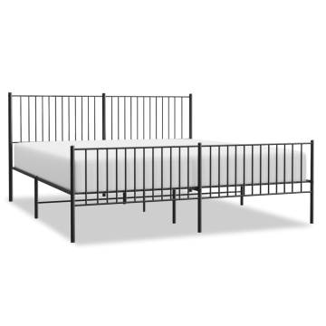 Metal Bed Frame with Headboard and Footboard Black 200x200 cm