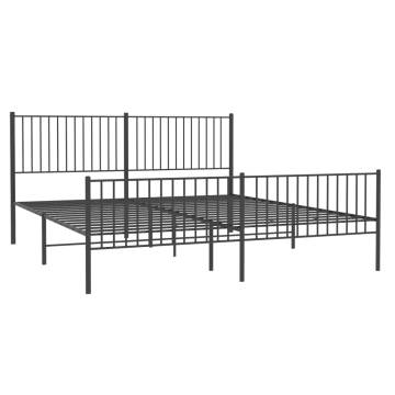 Metal Bed Frame with Headboard and Footboard Black 200x200 cm