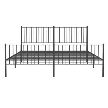 Metal Bed Frame with Headboard and Footboard Black 200x200 cm