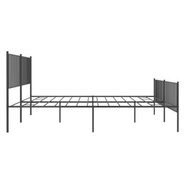 Metal Bed Frame with Headboard and Footboard Black 200x200 cm