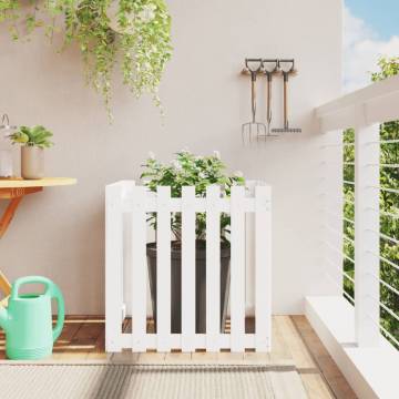 Garden Planter with Fence Design White 70x70x70 cm Solid Wood Pine