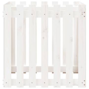 Garden Planter with Fence Design White 70x70x70 cm Solid Wood Pine