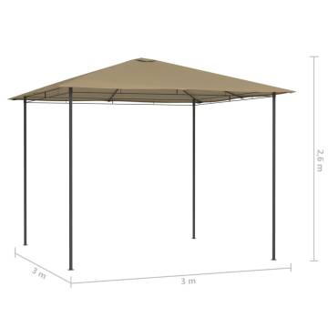 Gazebo 3x3x2.6 m Taupe 160 g/m²