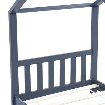 Kids Bed Frame Grey Solid Pine Wood 70x140 cm