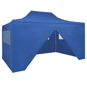 Foldable Tent Pop-Up with 4 Side Walls 3x4.5 m Blue